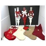 Metal Hanging Christmas Decor & (4) Stockings