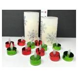Holiday Flameless Candles - (2) Velvety Snowflake