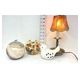 (3) Flameless Candle Holders & Brass Lamp w/