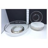 Studio Silver Smiths Glass Serving Bowl w/Plates