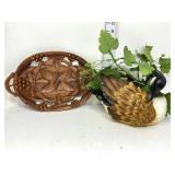 Hand Carved Wooden Plaque & Resin Goose Planter