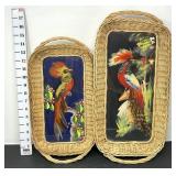 (2) Feathercraft Bird Art Trays - Mexico