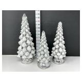 Set of (3) Mercury Glass Twinkling Christmas
