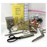 Vintage Sewing w/Sterling Silver Thimble &