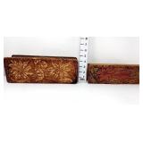 (2) Vintage Pyrography Boxes w/Poinsettias