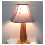Handcrafted Wooden Table Lamp w/Carving