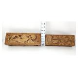 (2) Vintage Pyrography Boxes w/Floral Designs