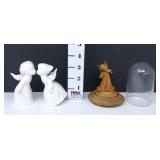 Schmidt Bros. Kissing Porcelain Angels & Carved