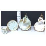 (3) Hand Painted Tea Cups & Saucers - (1) Limoges