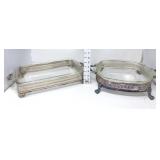 (2) Fire-King Casserole Dishes w/Serving Stands