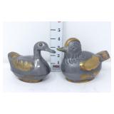(2) Pewter & Brass Duck Trinket Boxes