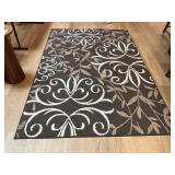 60" x90" Chocolate & Cream Floor Rug - Iron Fleur