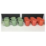 (12) Vintage Corning Mugs- Mint Green & Coral
