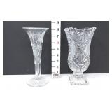 (2) Etched Clear Glass Vases