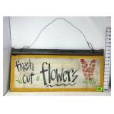 Fresh Cut Flowers Sheet Metal Hanging Sign