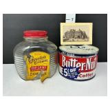 Vtg Coffee Containers & Jersey Coffee Postcard