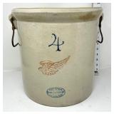 4 Gal Redwing Crock w/Wire Bails - Chipped