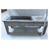 Rustic Wooden Trough Table w/Metal Liner & Bench