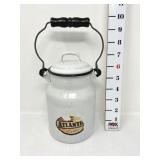 Vtg Enamelware Atlantic Milk Can w/Wood Handle
