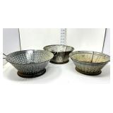(3) Vintage Colanders - (2) Graniteware