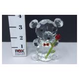Glass Bear Figurine w/Rose