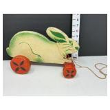 Vintage Hopping Rabbit Wooden Pull Toy