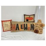 (4) Handmade Decorative Halloween Throw Pillows