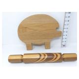 Handmade Pig Cutting Board & Rolling Pin