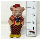 J. Chein Wind Up Tin Litho Walking Pig Toy