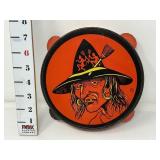 Vintage Tin Litho Witch Tamborine Noise Maker