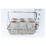 Vtg Wire Caddy w/6 Small Bottles