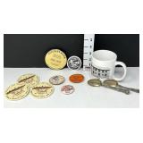 St. Ansgar History- Buttons, (2) Sterling Spoons