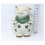 Shawnee 'Smiley Pig' Cookie Jar w/Shamrocks