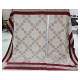 Burgundy & Tan Hand-Tied Quilt