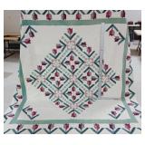 Tulip Design Hand Stitched Quilt
