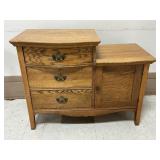 Oak Washstand w/Curved Drawer