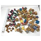 Vintage Wooden Alphabet Blocks & Wooden Rings