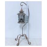 Silver Toned Hanging Lantern on Four Legged Stand