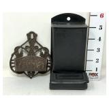 (2) Antique Wall Match Holders
