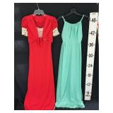 (2) Vintage Dresses - Red Sz 7 & Aqua sz 10-strap