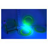 (4) Uranium Glass Salad Plates
