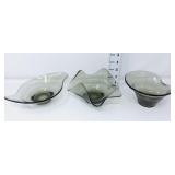 (3) MCM Smoke Gray Glass Bowls
