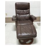 Brown Swivel Recliner w/Ottoman