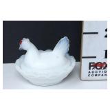 Opalescent Milk Glass Hen On Nest