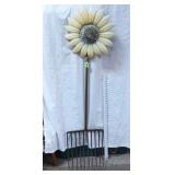 Sunflower on Handle of Hay Fork- Yard Art
