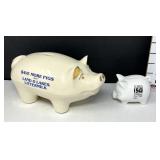 (2) Ceramic Piggy Banks - Land O Lakes & Iowa