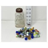 Novelty Jar filled with Vintage Marbles
