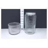 Antique Hoosier Ribbed Salt & Coffee Jars