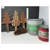 Rustic Metal Christmas Lawn Stakes & Galvanized