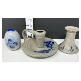Rowe Pottery Works Candlestick Holder & Salt